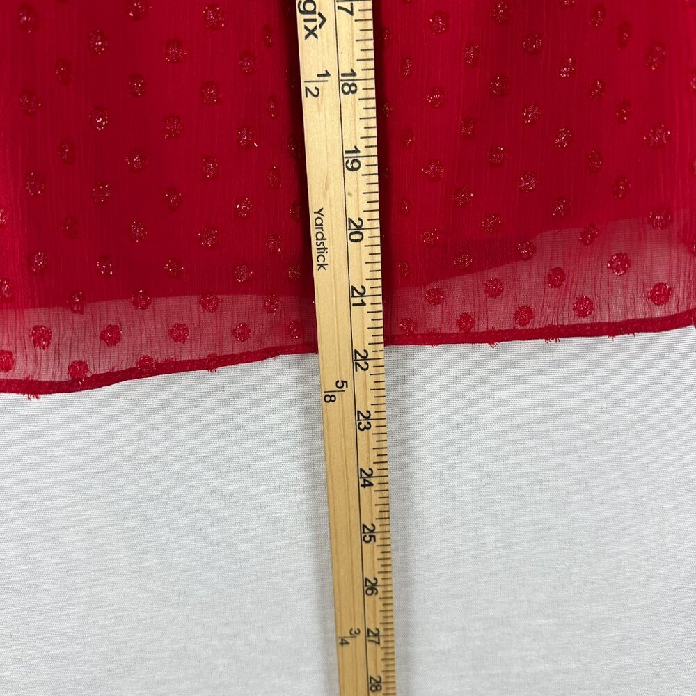 SAM &JESS RED OFF THE SHOULDER BLOUSE RUFFLED SHEER SWISS-DOT SLEEVES, SIZE S - Picture 7 of 8